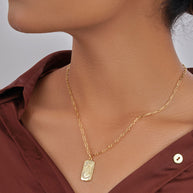CZ Constellation Dog Tag Pendant Necklace