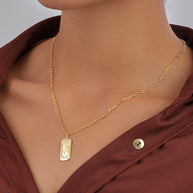 CZ Constellation Dog Tag Pendant Necklace
