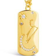 CZ Constellation Dog Tag Pendant Necklace