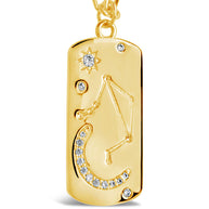 CZ Constellation Dog Tag Pendant Necklace