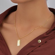 CZ Constellation Dog Tag Pendant Necklace