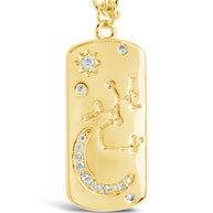 CZ Constellation Dog Tag Pendant Necklace