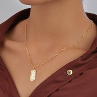 CZ Constellation Dog Tag Pendant Necklace