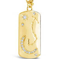 CZ Constellation Dog Tag Pendant Necklace