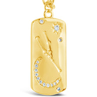 CZ Constellation Dog Tag Pendant Necklace