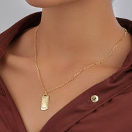 CZ Constellation Dog Tag Pendant Necklace