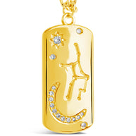 CZ Constellation Dog Tag Pendant Necklace