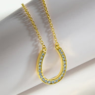 CZ Horseshoe Pendant Necklace