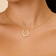 CZ Horseshoe Pendant Necklace
