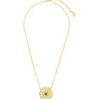 CZ Evil Eye & Enamel Petal Pendant Necklace