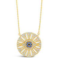 CZ Evil Eye & Enamel Petal Pendant Necklace