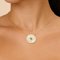 CZ Evil Eye & Enamel Petal Pendant Necklace