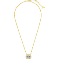CZ Evil Eye Disk Pendant Necklace