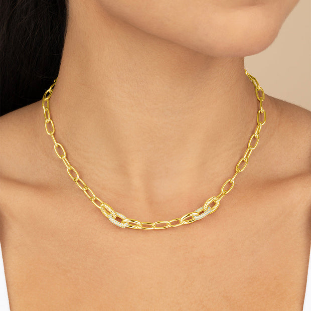 Samar CZ-Encrusted Chain Link Necklace