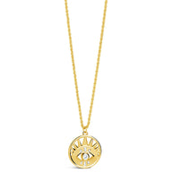 Mahana CZ Evil Eye Disk Necklace
