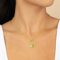 Mahana CZ Evil Eye Disk Necklace