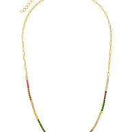 Maria Chain & Rainbow CZ Tennis Necklace