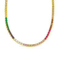 Maria Chain & Rainbow CZ Tennis Necklace