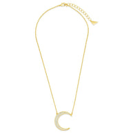 Stationed CZ Crescent Pendant Necklace