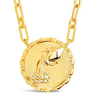 Bold CZ Zodiac Link Pendant Necklace