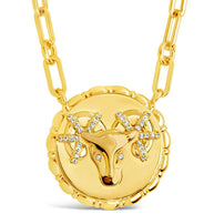 Bold CZ Zodiac Link Pendant Necklace