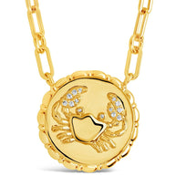 Bold CZ Zodiac Link Pendant Necklace
