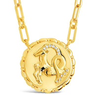 Bold CZ Zodiac Link Pendant Necklace