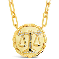 Bold CZ Zodiac Link Pendant Necklace