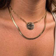 Bold Link Zodiac Necklace & Herringbone Chain Necklace Set