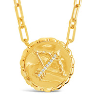 Bold CZ Zodiac Link Pendant Necklace