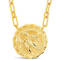 Bold CZ Zodiac Link Pendant Necklace