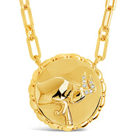 Bold CZ Zodiac Link Pendant Necklace