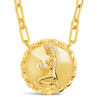 Bold CZ Zodiac Link Pendant Necklace