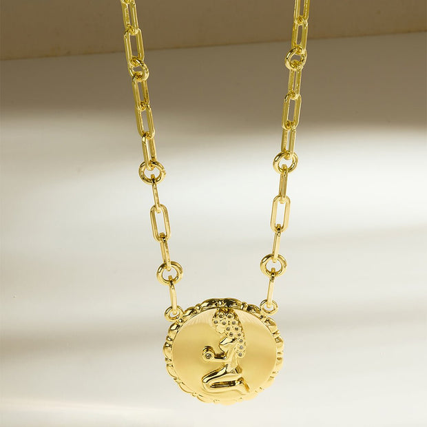 Bold CZ Zodiac Link Pendant Necklace