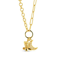 Kelsea CZ Boot & Moon Pendant Charm Necklace