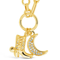 Kelsea CZ Boot & Moon Pendant Charm Necklace