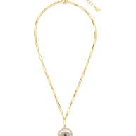 CZ & Mother of Pearl Evil Eye Pendant Necklace