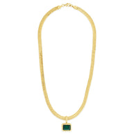 Calder CZ & Herringbone Pendant Necklace