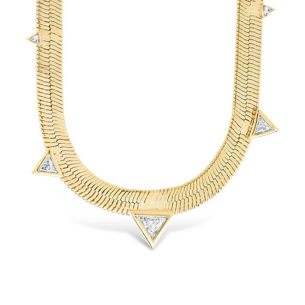 Brecken Stationed CZ Herringbone Necklace