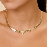 Brecken Stationed CZ Herringbone Necklace