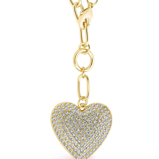 Disco Heart CZ Statement Necklace