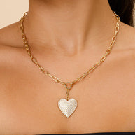 Disco Heart CZ Statement Necklace