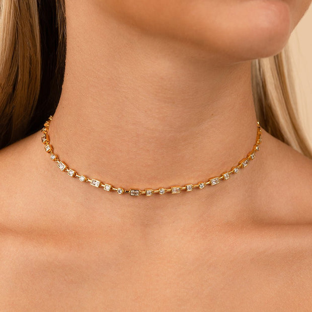 Camden Adjustable CZ Staggered Tennis Necklace