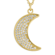 Pave CZ Moon Crescent Pendant