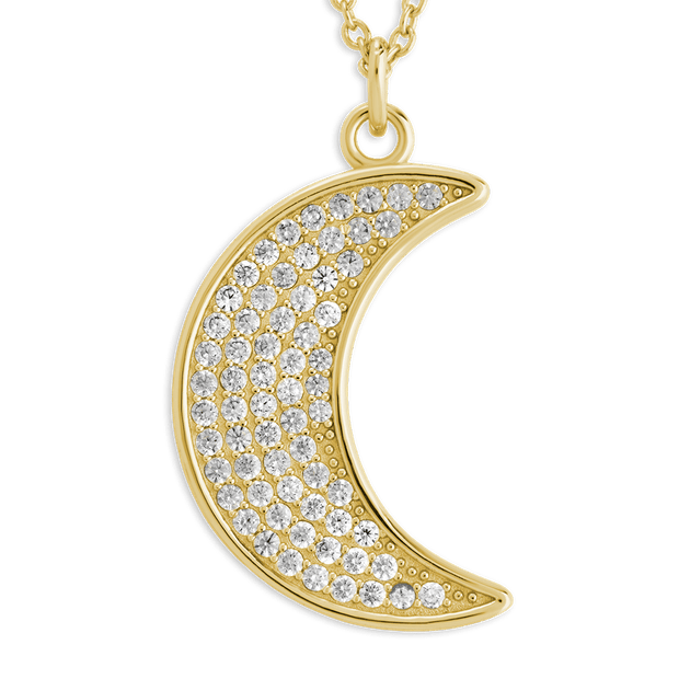 Pave CZ Moon Crescent Pendant