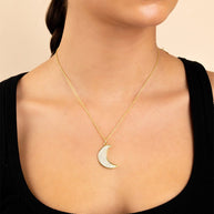 Pave CZ Moon Crescent Pendant
