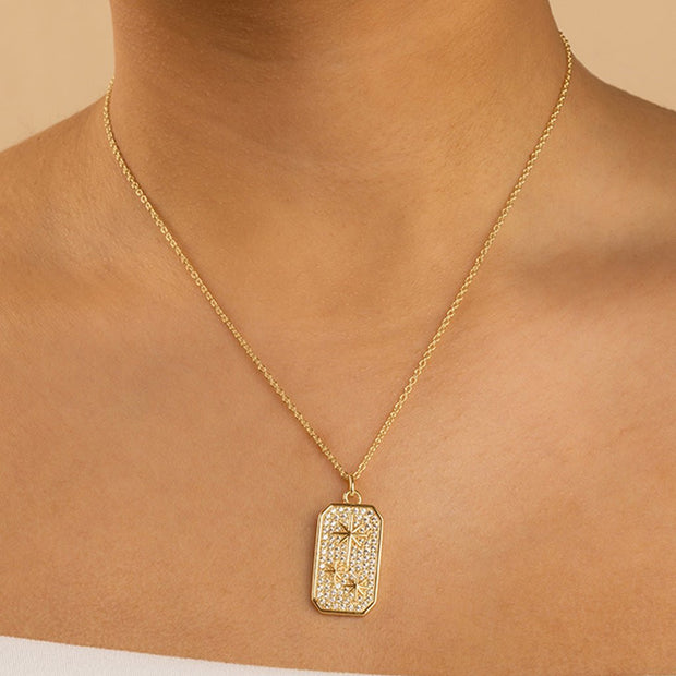 Pave CZ North Star Pendant