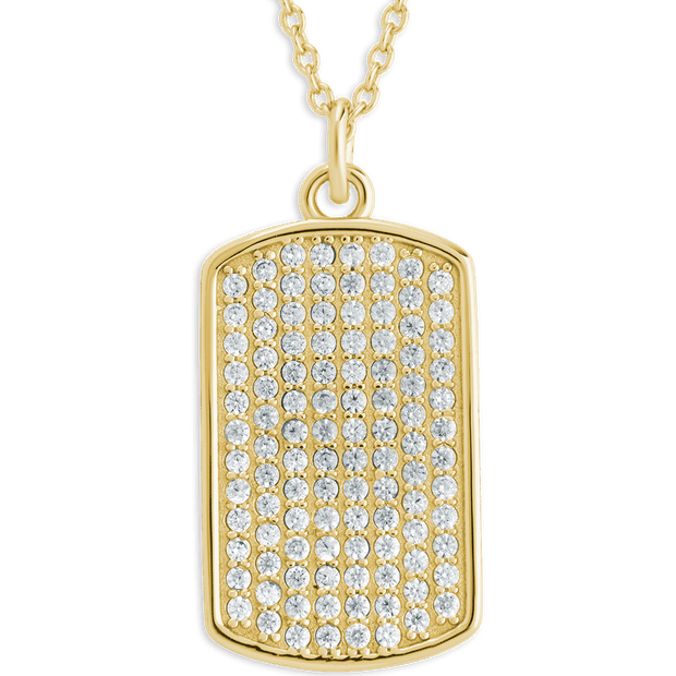 Pave CZ Rounded-edge Rectangle Pendant