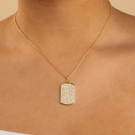 Pave CZ Rounded-edge Rectangle Pendant