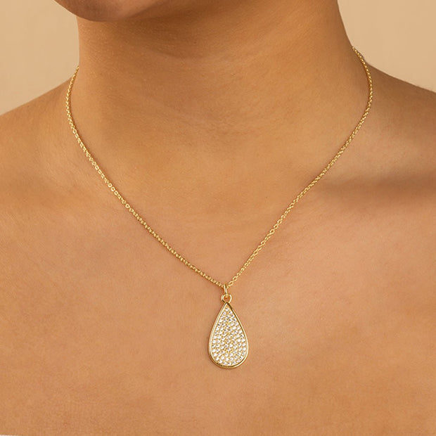 Pave CZ Tear Drop Pendant